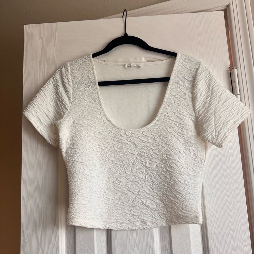 Good American White Textured Women's Cropped Top